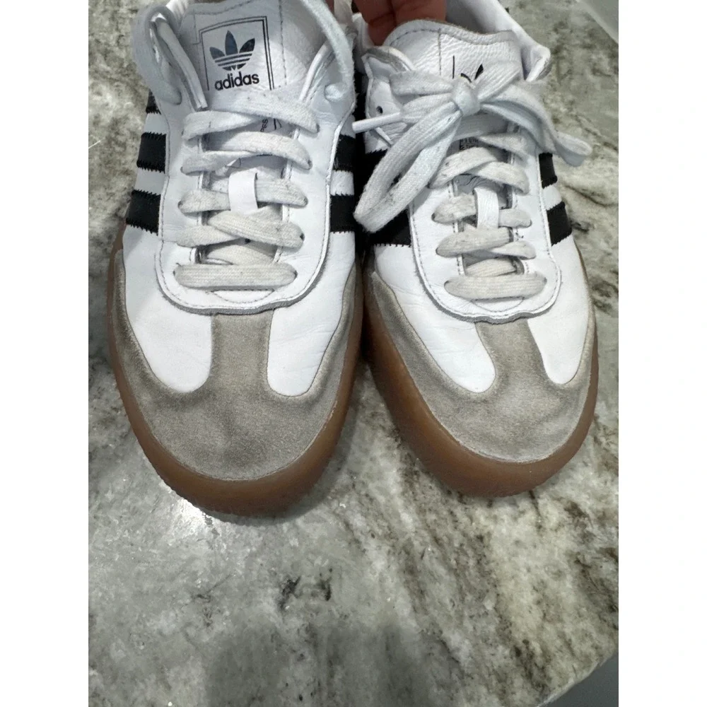 Womens Adidas Sambae Sneaker White Black size 9 classic timeless leather - Picture 9 of 10